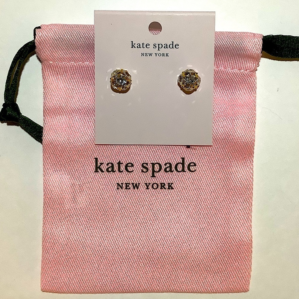 Kate Spade Lady Marmalade Gold/Clear Stud Earrings New